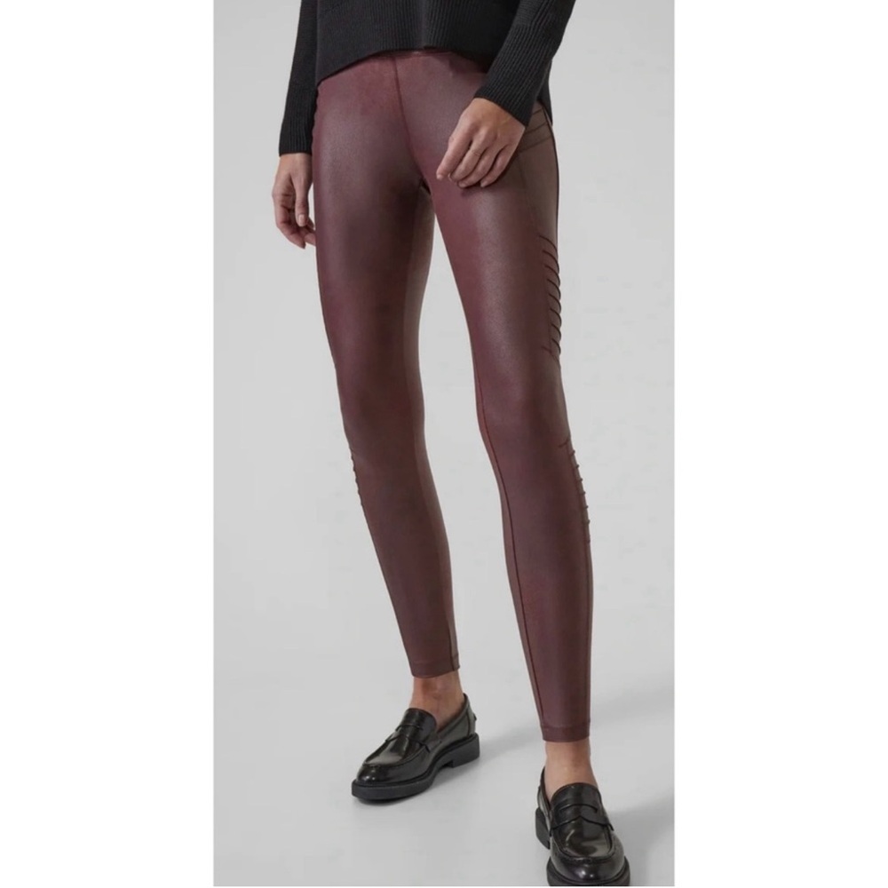 *Like New* ATHLETA Delancey Gleam Moto Legging with Zip Ankle in Deep Burgundy—S